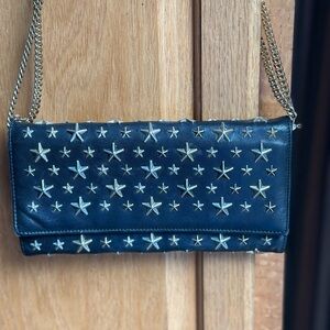 Jimmy Choo Black Star-Embellished Clutch with Gold Chain 💥NWOT
